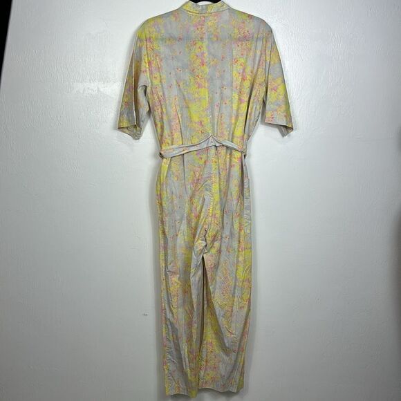 Mango Committed Collection Organic Cotton Printed Belted Jumpsuit Size 8 - Picture 7 of 11